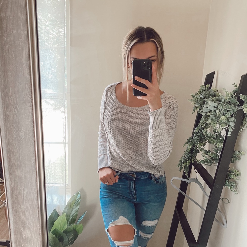 American Eagle crochet knit sweater